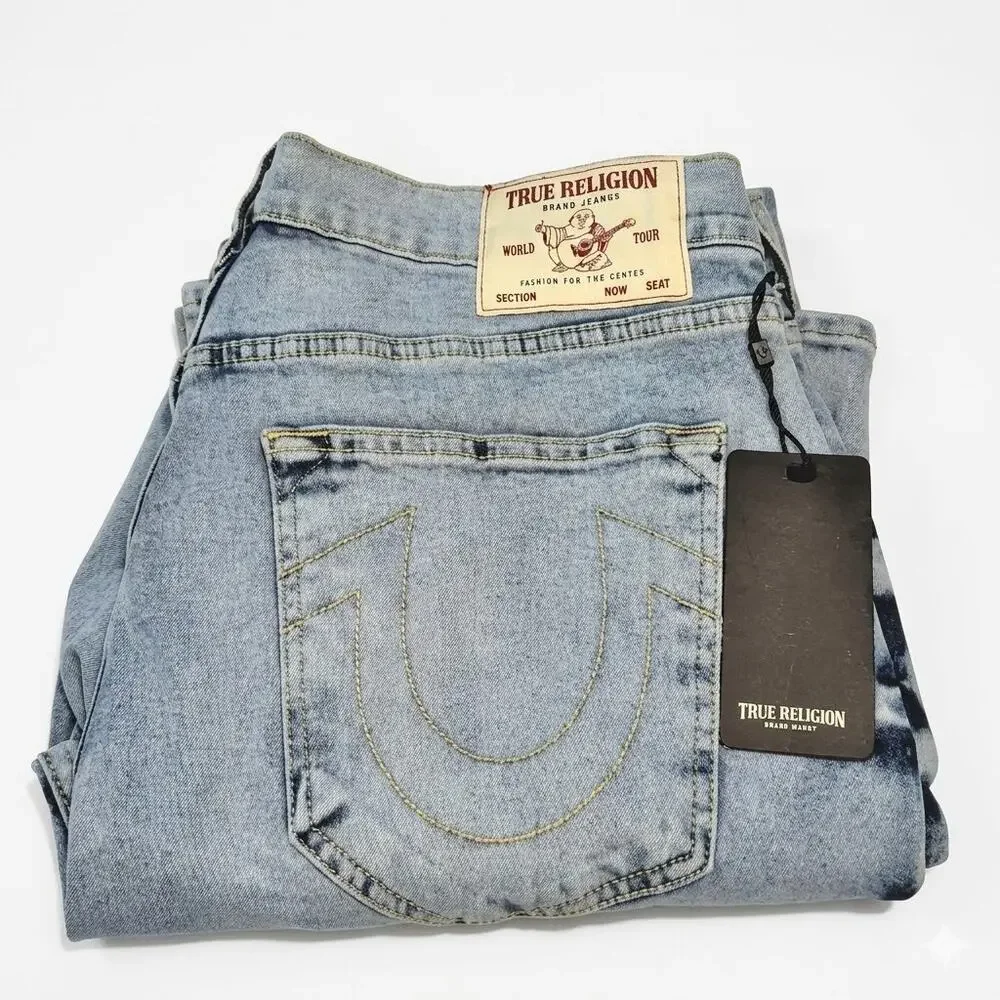 True Religion Men’s Geno SN Slim Relaxed Jeans– Light Shaker Wash –Size 34 NWT